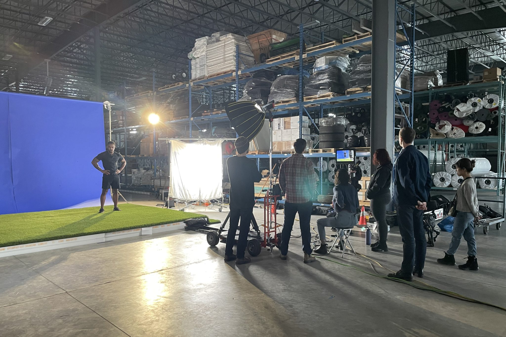 Toronto Video Production Commercial Ad Marketing Creative Dogs Artificial Grass Bluescreen Warehouse Actor Set