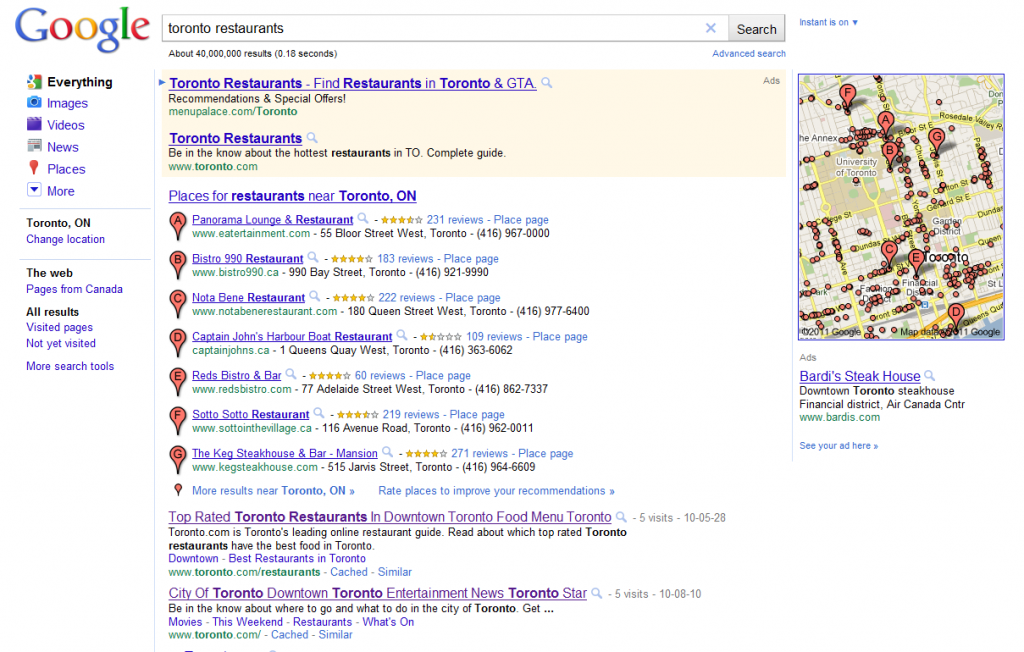 ranking higher on google places in toronto